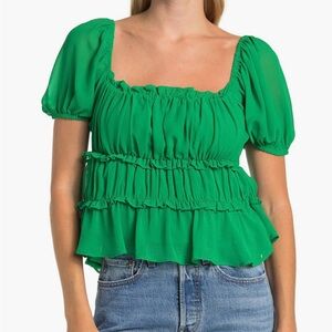 ASTR the Label Ruffle Ruched Short Sleeve Top
